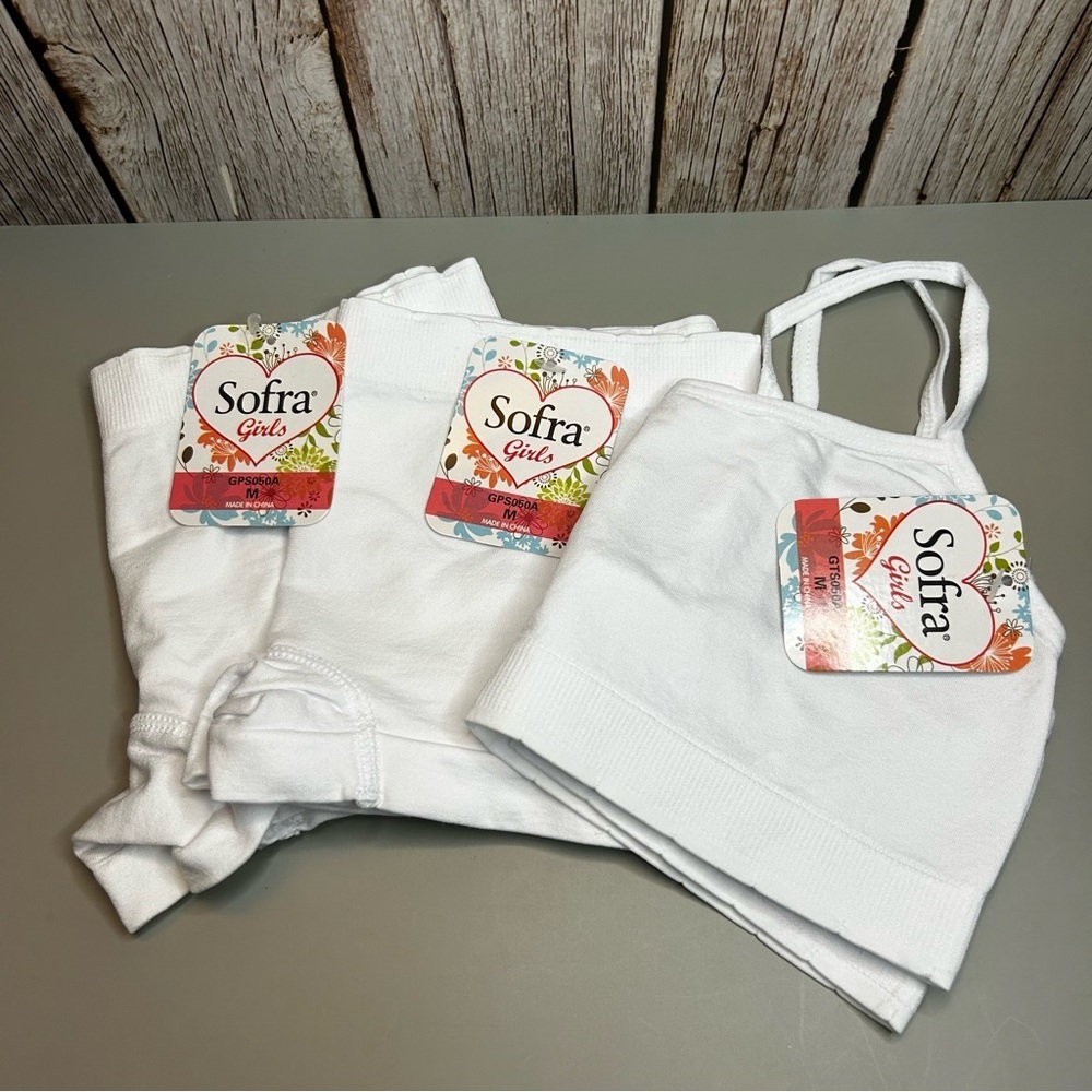 Sofra Girls White Sporty Undergarment Set Size Medium